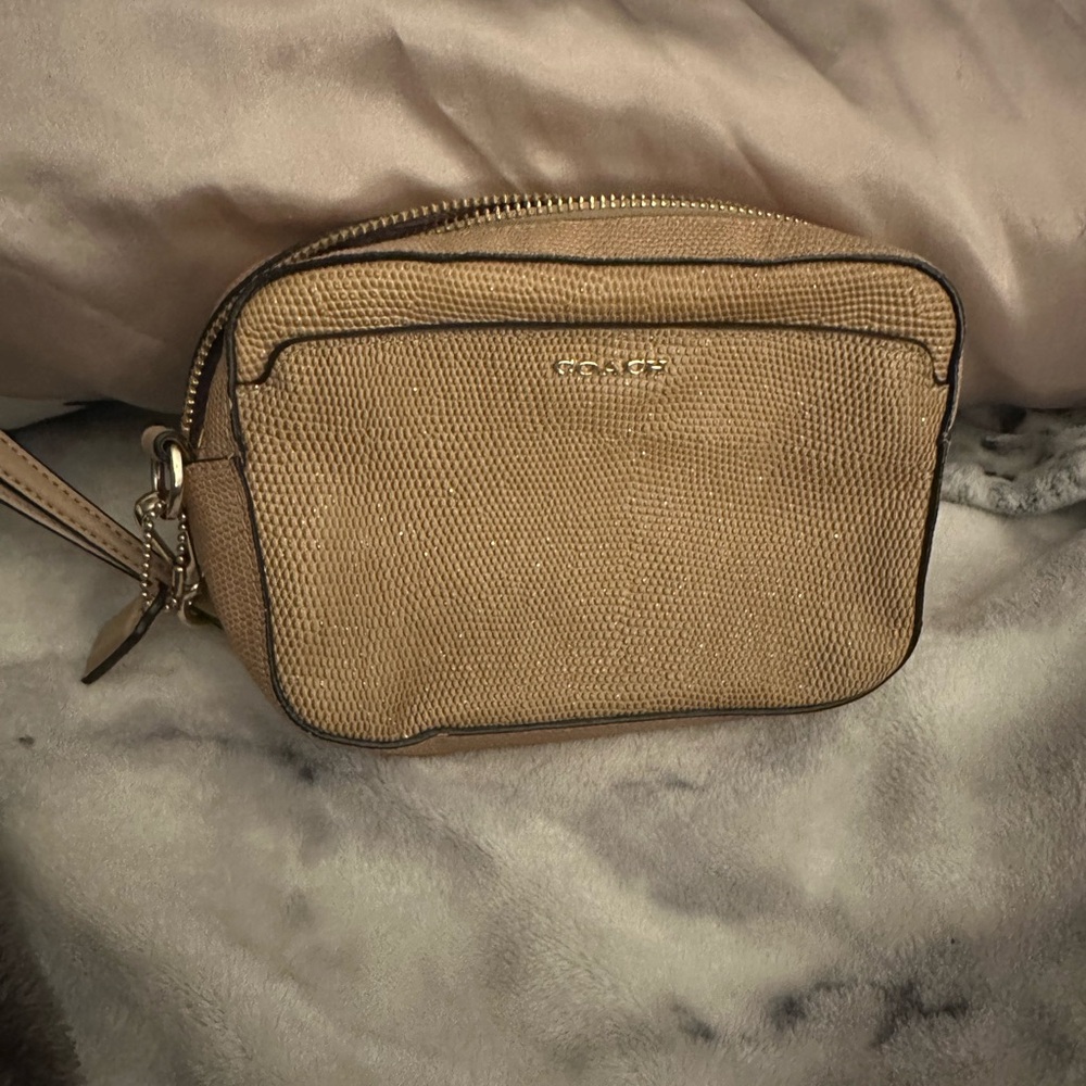 Coach Beige w/ sparkle Textured wristlet